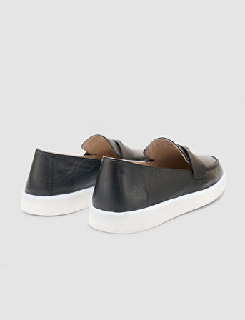 %100 Hakiki Deri Siyah Kadın Loafer