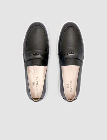 %100 Hakiki Deri Siyah Kadın Loafer