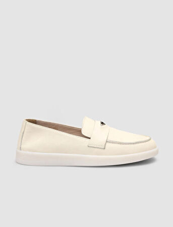 Cabani %100 Hakiki Deri Bej Kadın Loafer