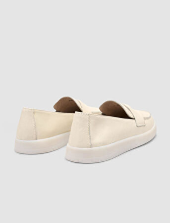 Cabani %100 Hakiki Deri Bej Kadın Loafer