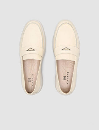 Cabani %100 Hakiki Deri Bej Kadın Loafer