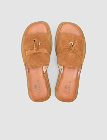 %100 Hakiki Deri Taba Süet Kadın Terlik
