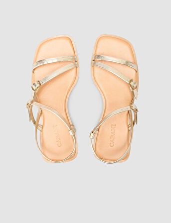 Cabani %100 Hakiki Deri Altın Rengi Kadın Sandalet