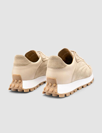 Cabani %100 Hakiki Deri Bej Kadın Sneaker