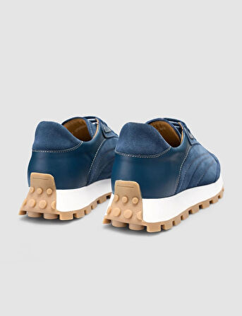 %100 Hakiki Deri Mavi Kadın Sneaker