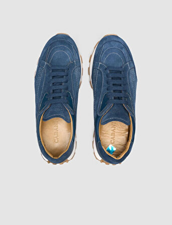 %100 Hakiki Deri Mavi Kadın Sneaker