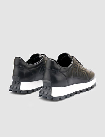 %100 Hakiki Deri Siyah Kadın Sneaker
