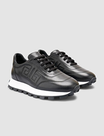%100 Hakiki Deri Siyah Kadın Sneaker