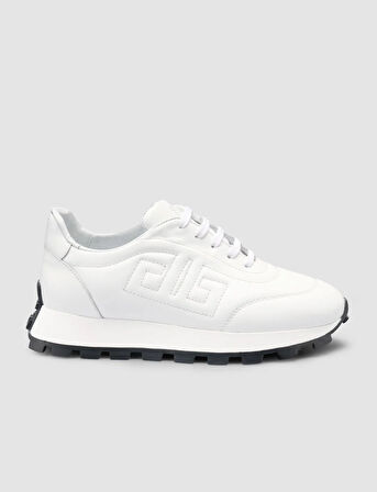 %100 Hakiki Deri Beyaz Kadın Sneaker