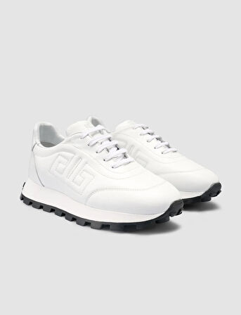 %100 Hakiki Deri Beyaz Kadın Sneaker