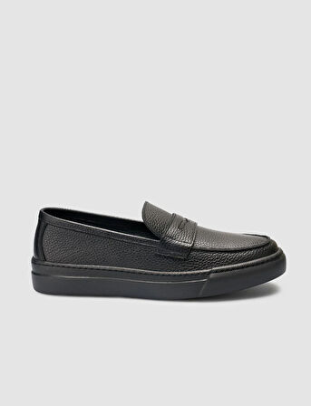Cabani %100 Hakiki Deri Siyah Bantlı Erkek Loafer