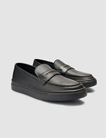 Cabani %100 Hakiki Deri Siyah Bantlı Erkek Loafer