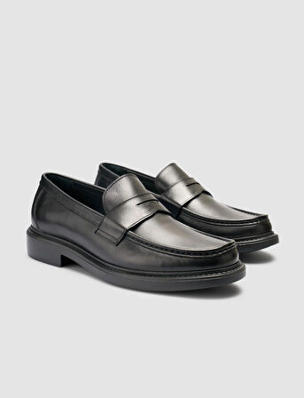 %100 Hakiki Deri Siyah Erkek Loafer