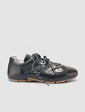 %100 Hakiki Deri Siyah Kadın Sneaker