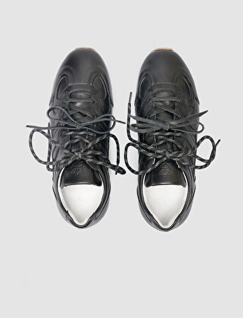 %100 Hakiki Deri Siyah Kadın Sneaker