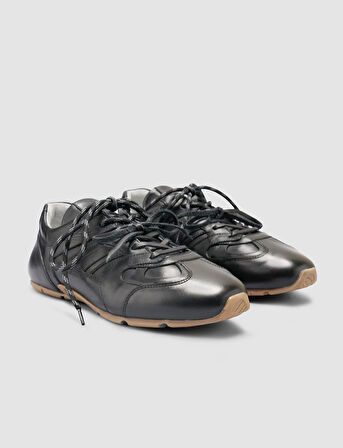 Cabani %100 Hakiki Deri Siyah Kadın Sneaker