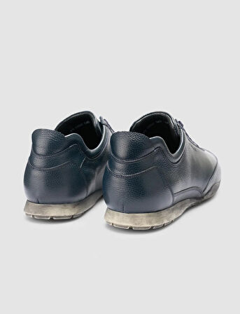 %100 Hakiki Deri Lacivert Bağcıklı Erkek Günlük Ayakkabı