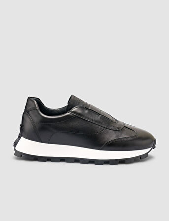 %100 Hakiki Deri Siyah Kadın Sneaker