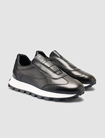 %100 Hakiki Deri Siyah Kadın Sneaker