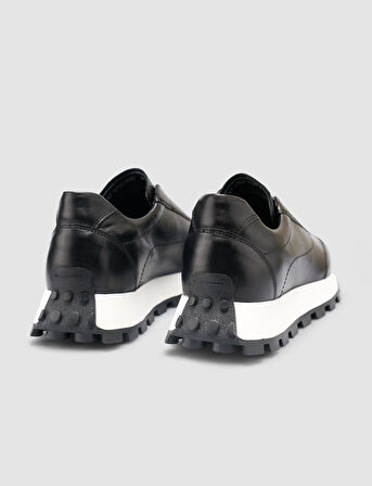 %100 Hakiki Deri Siyah Kadın Sneaker