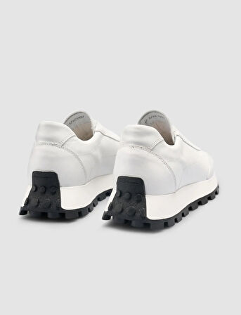 %100 Hakiki Deri Beyaz Kadın Sneaker