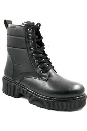 238004 Siyah Bağcıklı Fermuarlı Kadın Bot