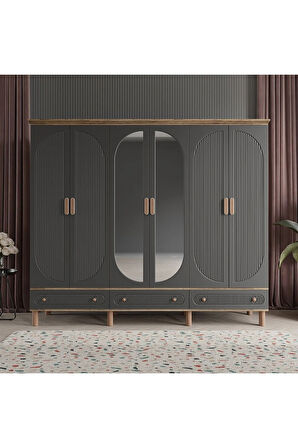 SOHO 6 KAPAKLI ANTRASİT GARDIROP TAMAMI MDF