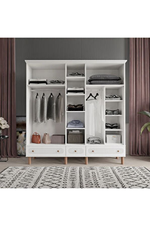 SOHO 5 KAPAKLI BEYAZ GARDIROP TAMAMI MDF
