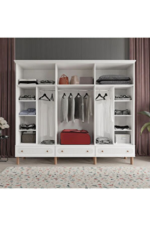 SOHO 6 KAPAKLI BEYAZ GARDIROP TAMAMI MDF