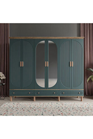 SOHO 6 KAPAKLI YEŞİL GARDIROP TAMAMI MDF