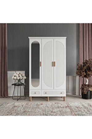 SOHO 3 KAPAKLI BEYAZ GARDIROP TAMAMI MDF