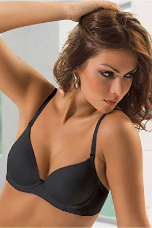 3'lü Paket Kadın Micro Kumaş Desteksiz Balenli Klasik Sütyen 7010 Siyah-beyaz-ten