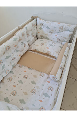 70x120 Beşik Kenar Koruma - 40cm Yükseklik - %100 Pamuk Kumaş - Antialerjik - Yıkanabilir