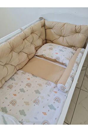 70x120 Beşik Kenar Koruma - 40cm Yükseklik - %100 Pamuk Kumaş - Antialerjik - Yıkanabilir