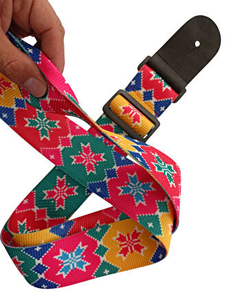 Rj200-C3 Gitar Askısı Deluxe Guitar Strap Deri Başlıklı 2 Katlı