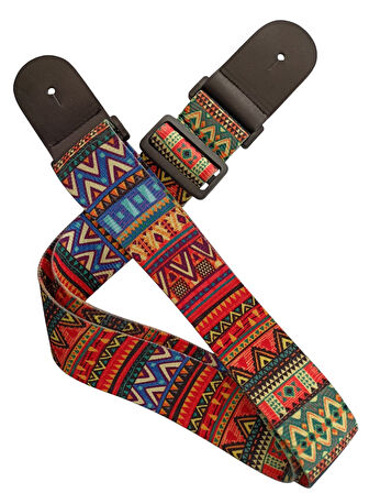 Rj200-C4 Gitar Askısı Deluxe Guitar Strap Deri Başlıklı 2 Katlı