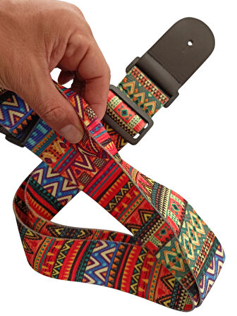Rj200-C4 Gitar Askısı Deluxe Guitar Strap Deri Başlıklı 2 Katlı