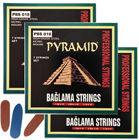 Pyramid 3PBS18 Kısa Sap için 3 Takım Saz Teli - Alman Pyramid Mızrap Hediyeli