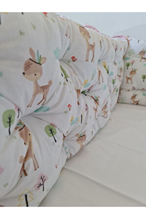 70 x 130 - Bebek Beşik Kenar Koruma Takımı - 40 cm Yükseklik, Yıkanabilir