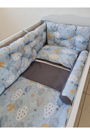 70 x 130 - Bebek Beşik Kenar Koruma Takımı - 40 cm Yükseklik, Yıkanabilir