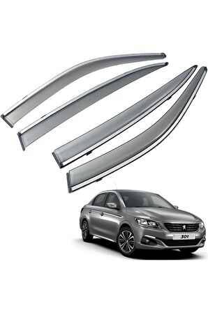 Peugeot 301 Mügen Cam Rüzgarlığı Kromlu Rüzgarlık ( Paslanmaz Kromlu ) 2012 Sonrası FÜME RENK