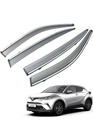 Toyota C-HR Mügen Cam Rüzgarlığı Kromlu Rüzgarlık ( Paslanmaz Kromlu ) 2016 Sonrası FÜME RENK