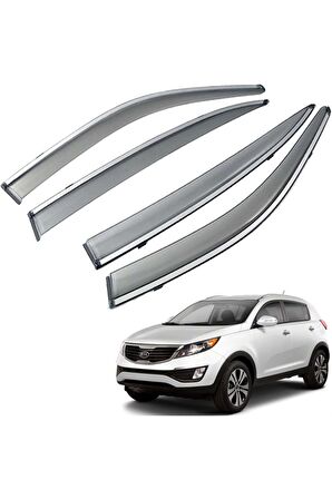 Kia Sportage Mügen Cam Rüzgarlığı Kromlu Rüzgarlık ( Paslanmaz Kromlu ) 2010 - 2016 4 Lü FÜME RENK