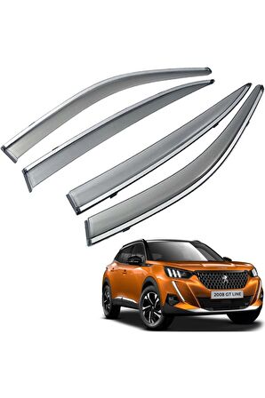 Peugeot 2008 Mügen Cam Rüzgarlığı Kromlu Rüzgarlık ( Paslanmaz Kromlu ) 2020 Sonrası 4 Lü FÜME RENK