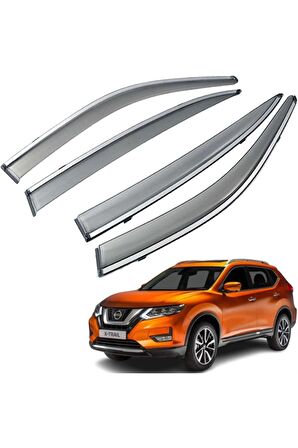 Nissan X-Trail Mügen Cam Rüzgarlığı Kromlu Rüzgarlık (Paslanmaz Kromlu) 2017-2021 Arası FÜME RENK