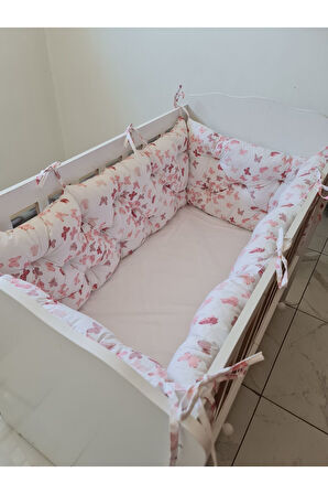 70x140 Beşik Uyumlu 4 Parça Beşik Kenar Koruma Takımı – %100 Pamuk – Yıkanabilir