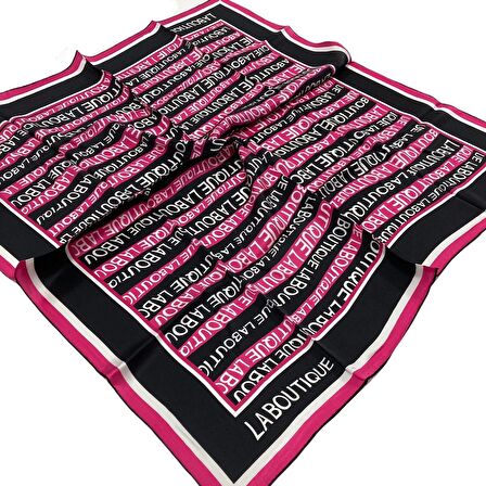 La Boutique Pembe Harf Desenli Sura İpek Eşarp 1631-07