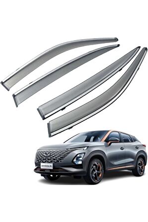 Chery Omoda 5 Mügen Cam Rüzgarlığı Kromlu Rüzgarlık (Paslanmaz Kromlu) 2023 Sonrası 4Lü FÜME RENK
