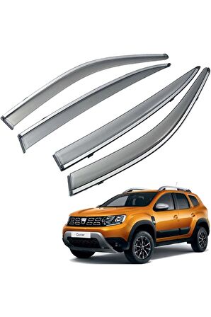 Dacia Duster Mügen Cam Rüzgarlığı Kromlu Rüzgarlık ( Paslanmaz Kromlu ) 2018 Sonrası FÜME RENK