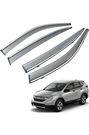Honda CR-V Mügen Cam Rüzgarlığı Kromlu Rüzgarlık ( Paslanmaz Kromlu ) 2018 Sonrası 4 Lü FÜME RENK